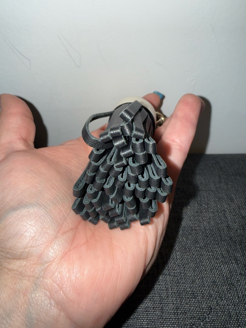 Coach Leather Tassel Bag Charm Black/Cream with Gold Hardware - Picture 5 of 6